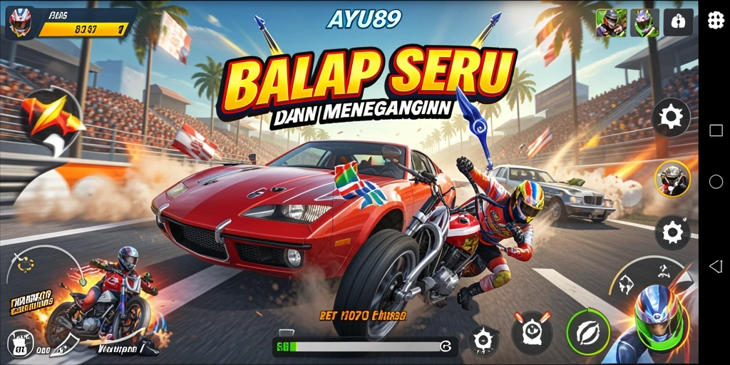 Tampilan seru gameplay AYU89 dalam balapan yang mendebarkan.