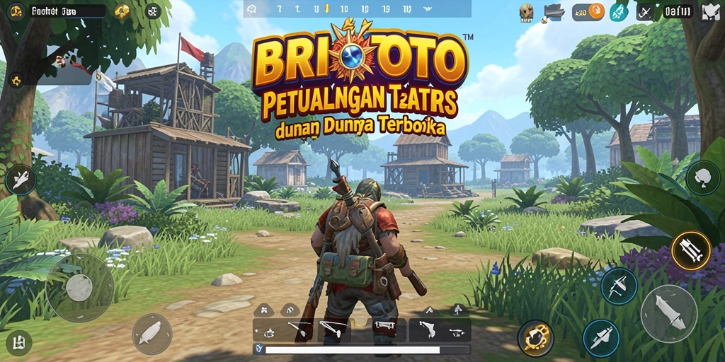 Tampilan gameplay BRIOTOTO dengan petualangan di dunia terbuka yang luas.