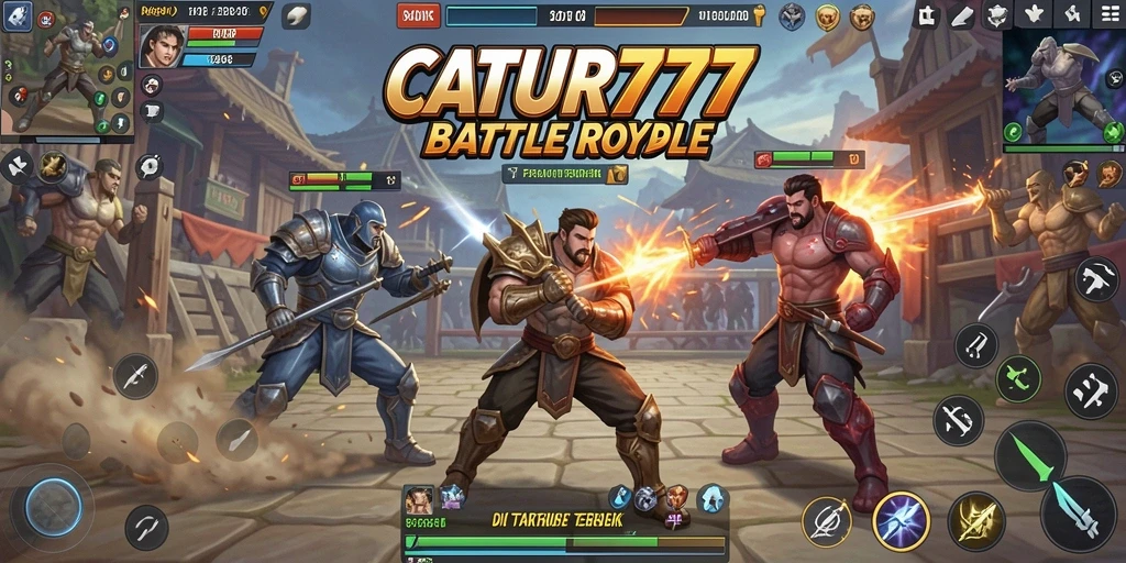 Tampilan gameplay seru CATUR777 dalam adegan pertempuran.