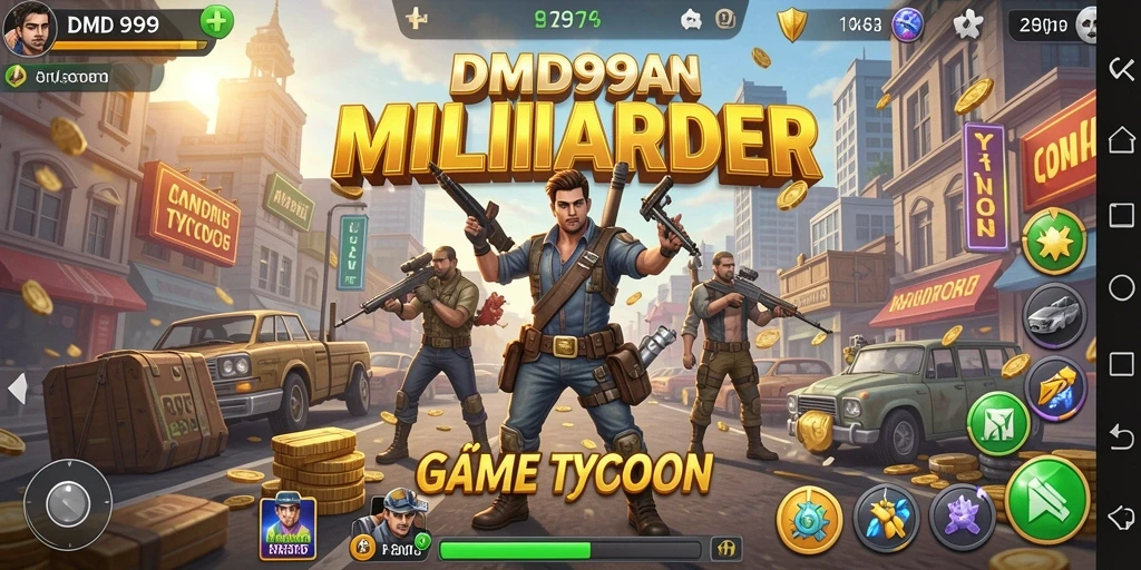 Tampilan gameplay DMD999 dengan elemen Tycoon yang seru.