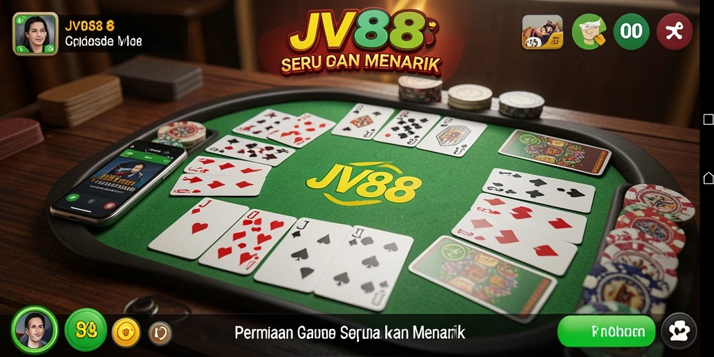 Screenshot gameplay Gaple JV88 yang seru dan interaktif.