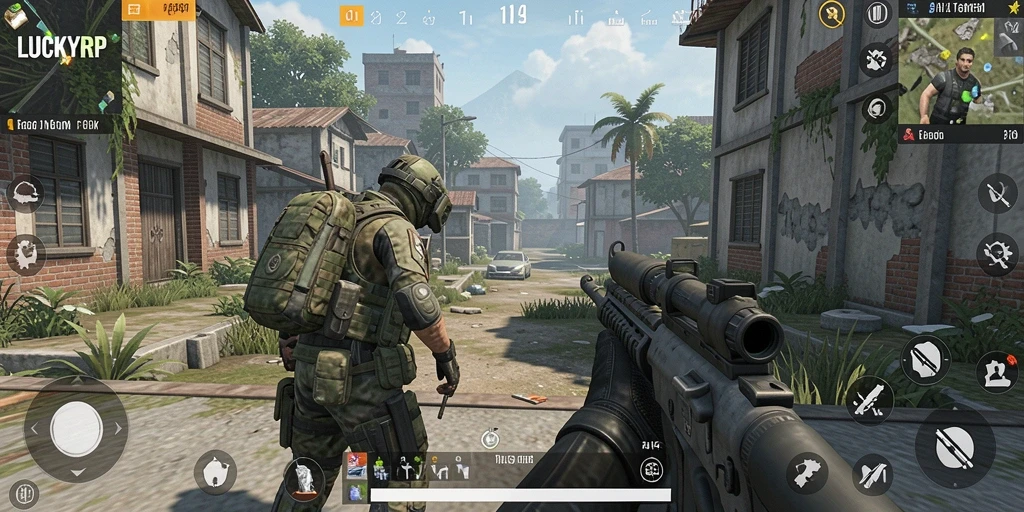 Menampilkan gameplay LUCKYRP yang mendebarkan dalam aksi FPS.