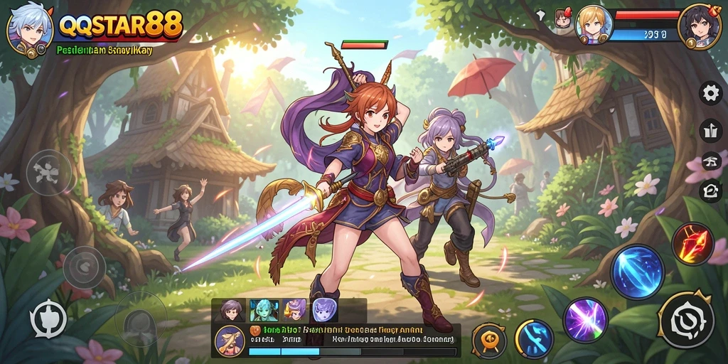 Screenshot gameplay menampilkan karakter Anime yang menarik dan aksi mendebarkan.