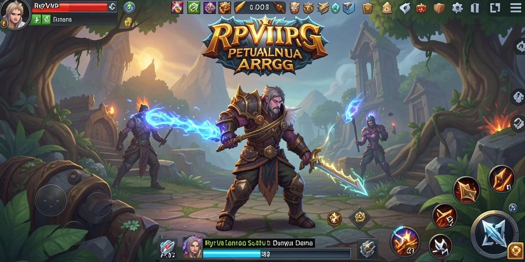 Screenshot gameplay RPVIP2 menampilkan aksi bertarung yang intens.