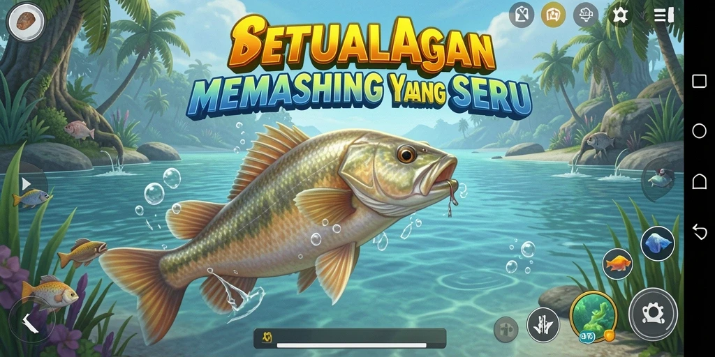 Tangkapan ikan besar di SINTE4D, penuh warna dan detail.